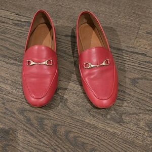 Coach Red Leather Flats with Gold Accent